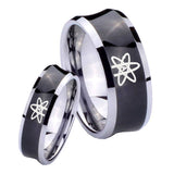 Bride and Groom American Atheist Concave Black Tungsten Mens Wedding Band Set