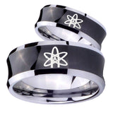 Bride and Groom American Atheist Concave Black Tungsten Mens Wedding Band Set