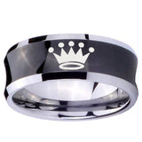 10mm Crown Concave Black Tungsten Carbide Men's Engagement Ring