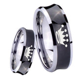8mm Crown Concave Black Tungsten Carbide Wedding Band Mens