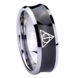 10mm Deathly Hallows Concave Black Tungsten Carbide Men's Promise Rings