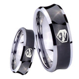 8mm GI Joe Eagle Concave Black Tungsten Carbide Men's Bands Ring