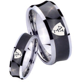 Bride and Groom Greek CTR Concave Black Tungsten Men's Engagement Ring Set