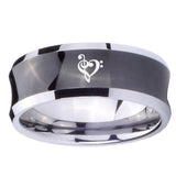 10mm Music & Heart Concave Black Tungsten Carbide Mens Promise Ring