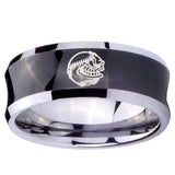 10mm Angry Baseball Concave Black Tungsten Carbide Men's Wedding Band