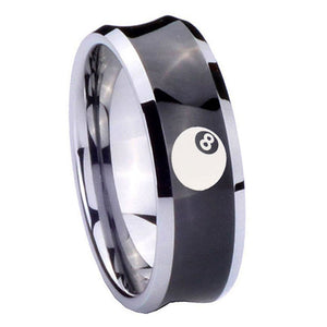 8mm 8 Ball Concave Black Tungsten Carbide Wedding Engagement Ring