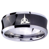 10mm Klingon Concave Black Tungsten Carbide Wedding Band Ring