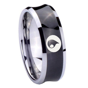 8mm Magic Gathering Concave Black Tungsten Carbide Mens Wedding Ring