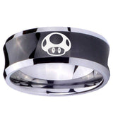 10mm Mario Mushroom Concave Black Tungsten Carbide Anniversary Ring