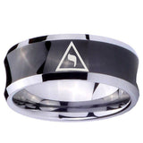 10mm Masonic Yod Concave Black Tungsten Carbide Men's Wedding Band