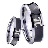 8mm Math Pi Concave Black Tungsten Carbide Mens Engagement Ring
