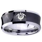 10mm Naga Concave Black Tungsten Carbide Mens Anniversary Ring