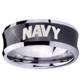 10mm Navy Concave Black Tungsten Carbide Mens Engagement Band