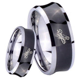 8mm LA Dogers MLB Baseball Concave Black Tungsten Carbide Men's Engagement Band