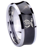 10mm Masonic Shriners Concave Black Tungsten Carbide Men's Wedding Band