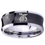 10mm Masonic Shriners Concave Black Tungsten Carbide Men's Wedding Band