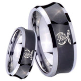 8mm Masonic Shriners Concave Black Tungsten Carbide Men's Engagement Ring