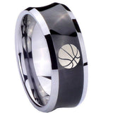 10mm Basketball Concave Black Tungsten Carbide Mens Ring Personalized