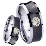 8mm Basketball Concave Black Tungsten Carbide Men's Engagement Band