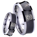 8mm Army Airborn Concave Black Tungsten Carbide Mens Engagement Ring