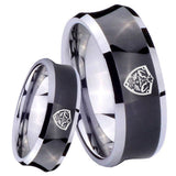 8mm Zelda Hylian Shield Concave Black Tungsten Carbide Mens Ring Personalized