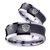 His and Hers Zelda Hylian Shield Concave Black Tungsten Custom Mens Ring Set