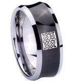 10mm Celtic Design Concave Black Tungsten Carbide Mens Wedding Ring