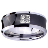 10mm Celtic Design Concave Black Tungsten Carbide Mens Wedding Ring