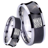 8mm Celtic Design Concave Black Tungsten Carbide Mens Promise Ring