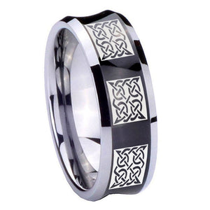 8mm Multiple Celtic Concave Black Tungsten Carbide Men's Promise Rings