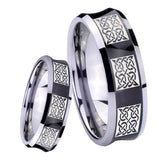 8mm Multiple Celtic Concave Black Tungsten Carbide Men's Promise Rings