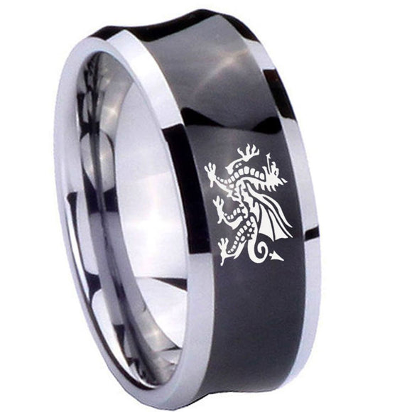 8mm Dragon Concave Black Tungsten Carbide Wedding Bands Ring