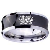 10mm Dragon Concave Black Tungsten Carbide Wedding Engagement Ring