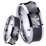 8mm Dragon Concave Black Tungsten Carbide Wedding Bands Ring