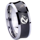 10mm Ghostbusters Concave Black Tungsten Carbide Wedding Engraving Ring