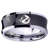 10mm Ghostbusters Concave Black Tungsten Carbide Wedding Engraving Ring