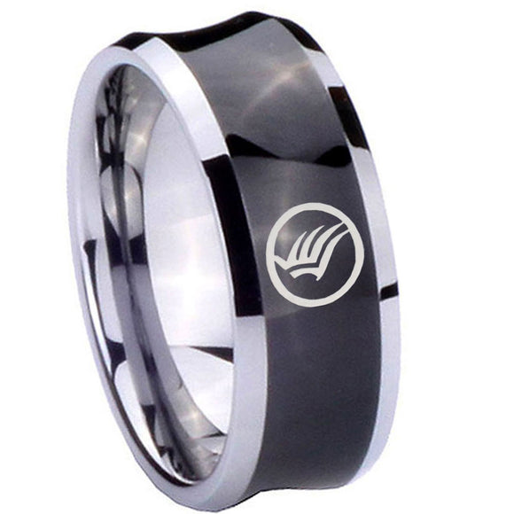 10MM Concave Mass Effect Tungsten Carbide Black IP Two Tone Men's Ring