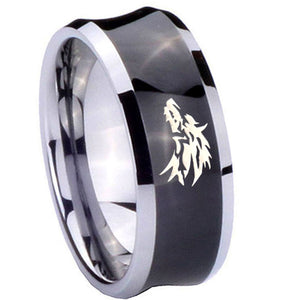 10mm Wolf Concave Black Tungsten Carbide Men's Engagement Band