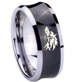 8mm Wolf Concave Black Tungsten Carbide Custom Mens Ring