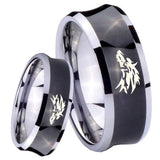 8mm Wolf Concave Black Tungsten Carbide Custom Mens Ring