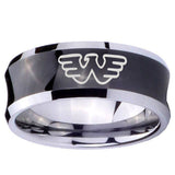 10mm Waylon Jennings Concave Black Tungsten Carbide Custom Mens Ring