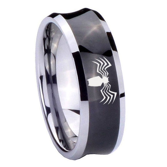 10mm Spider Concave Black Tungsten Carbide Men's Wedding Ring