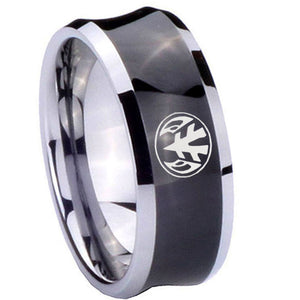 10mm Love Power Rangers Concave Black Tungsten Carbide Personalized Ring