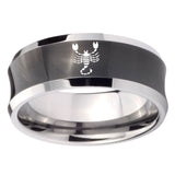 10mm Scorpio Zodiac Horoscope Concave Black Tungsten Carbide Custom Mens Ring