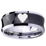 10MM Concave Zelda Heart Tungsten Carbide Black IP Two Tone Men's Ring