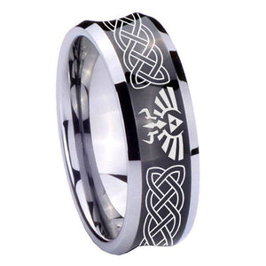 10mm Celtic Zelda Concave Black Tungsten Carbide Men's Promise Rings