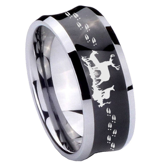 8mm Deer Hunting Concave Black Tungsten Carbide Custom Ring for Men