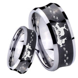 8mm Deer Hunting Concave Black Tungsten Carbide Custom Ring for Men