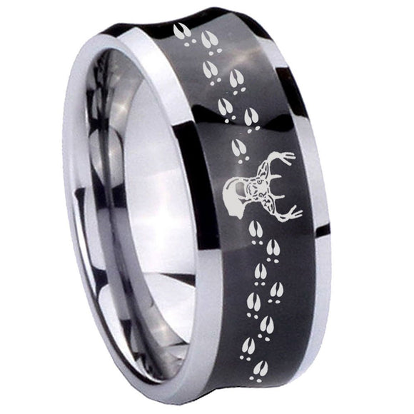 8mm Deer Antler Concave Black Tungsten Carbide Custom Ring for Men
