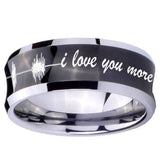 10mm Sound Wave, I love you more Concave Black Tungsten Carbide Men's Band Ring